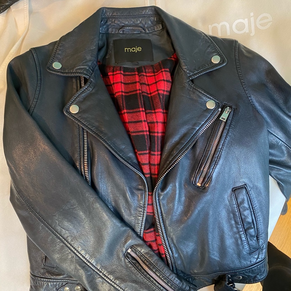 NEW- Maje leather biker jacket